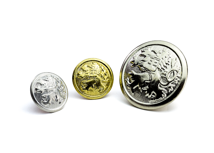 knoflík uniformní 202 - Velikost: 26 mm ouško, Barva: stříbrná-platina