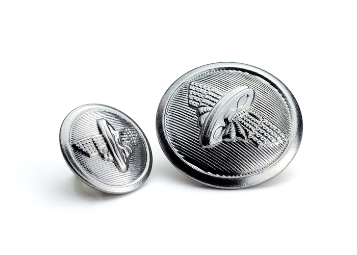 knoflík uniformní 004 - Velikost: 15 mm ouško, Barva: stříbrná-platina